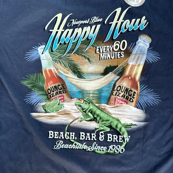 NWT Men’s Medium Newport Blue Happy Hour Tee Shirt - Picture 6 of 7